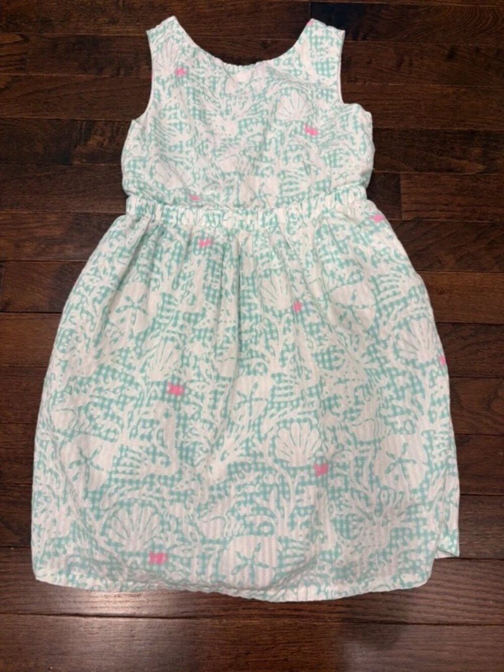 Vineyard Vines Girls Size 6 Sea Life Coral Shell Print Sundress Tie Back White T